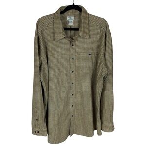 Men's LL Bean Brown Plaid Long Sleeve Button Up Flannel Shacket Shirt XXL Tall